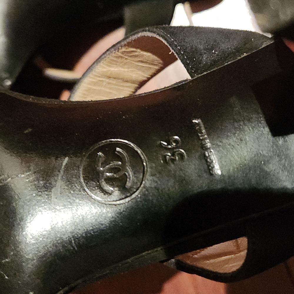 Chanel Black Suede Sandals Slides Mules Shoes 36 - Picture 5 of 8